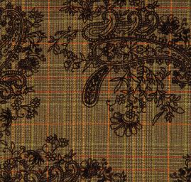 Kostýmová látka Esterhazy flock paisley zelená