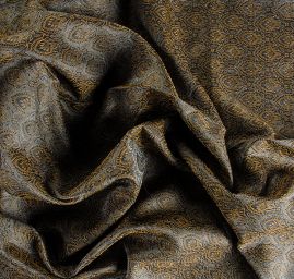 Hedvábný brokát šanžán zlatošedý