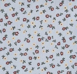 Manšestr pružný drobný kytičkový vzor sv.modrý