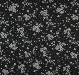 Šatová látka imitace kašmíru květy černá/bílá
