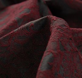 Žakárová látka květinový vzor vínovočerná