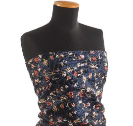 Vlněná látka aplikace květy černá