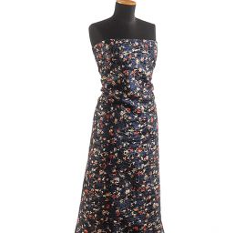 Vlněná látka aplikace květy černá