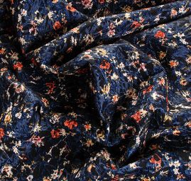 Vlněná látka aplikace květy černá