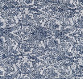 Žakárová látka ornamentální vzor tm.modrá/bílá
