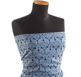 Žakárová látka se vzorem ornamentu modrá