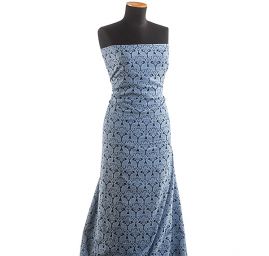 Žakárová látka se vzorem ornamentu modrá