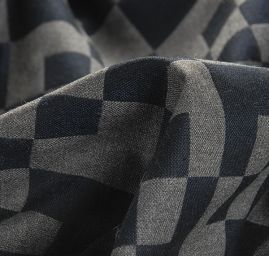 Kostýmová viskozová látka čtverce modrá/antracit