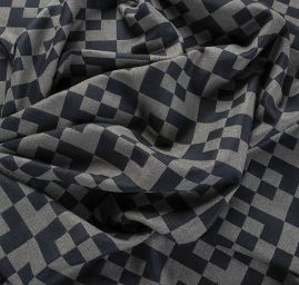 Kostýmová viskozová látka čtverce modrá/antracit