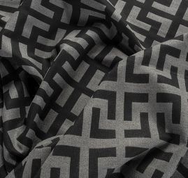 Kostýmová viskozová látka geo.vzor černá