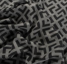 Kostýmová viskozová látka geo.vzor černá