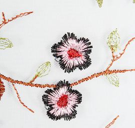 Krajka výšivka louka motýlci sv.modrý tyl