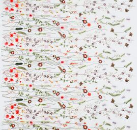 Krajka výšivka louka motýlci sv.modrý tyl