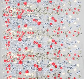 Krajka výšivka drobné květy motýlci černý tyl