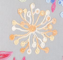 Krajka výšivka květiny na černém tylu