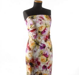 Viskozová šatová látka tisk vzor růže