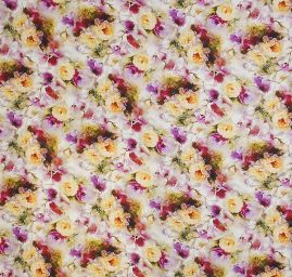 Viskozová šatová látka tisk vzor růže