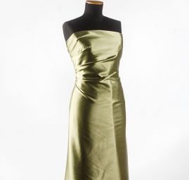 Satén taft pružný hráškové zelený II.jakost