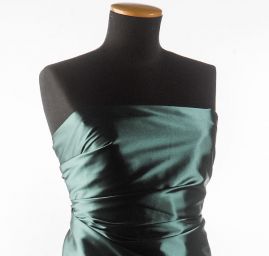 Satén pružný jemný lahvově zelený