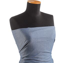 Žakárová látka vzor hranaté vlnky modrobílá