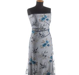 Krajka výšivka na tylu tm. modrá