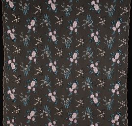 Krajka výšivka na tylu barevné květy béžová