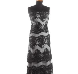 Krajka výšivka na tylu vzor paisley černá