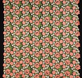 Krajka hrubá plastický vzor barevné květy růžová