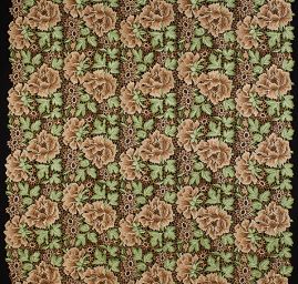 Krajka hrubá plastický vzor barevné kěty hnědé