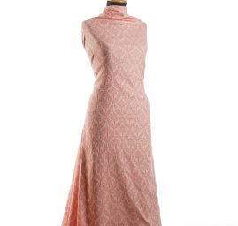 Žakárová látka ornament pastel meruňková