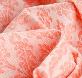Žakárová látka ornament pastel meruňková