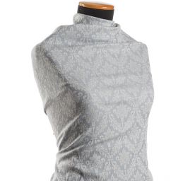 Žakárová látka ornament pastel šedá