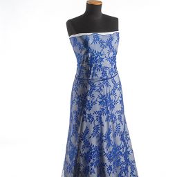 Krajka síť květinový vzor modrá