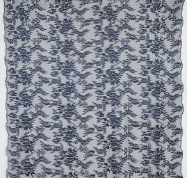 Krajka síť květinový vzor temně modrá