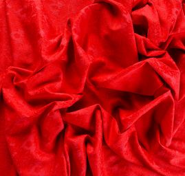 Brokát bavlna směs květy/ornamenty červená