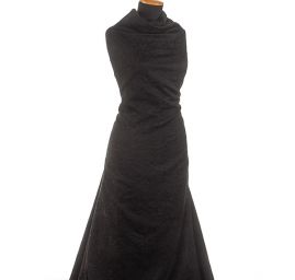 Žakárová pružná látka romantický vzor černá