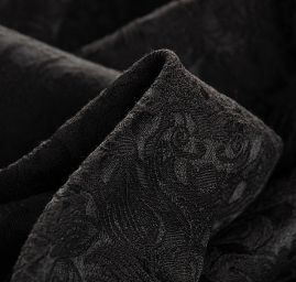 Žakárová pružná látka romantický vzor černá