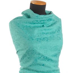 Žakárová pružná látka romantický vzor pistáciová