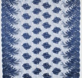 Krajka efektní lurexová výšivka modrá