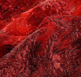 Krajka efektní lurexová výšivka vínová