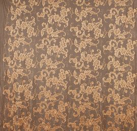 Krajka síť vzor květin a ornamentu zlatá