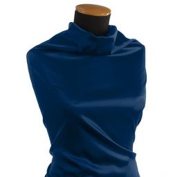 Pružný satén tmavě modrý