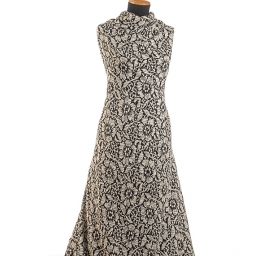 Pletenina žakár květy černobílá