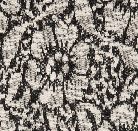 Pletenina žakár květy černobílá