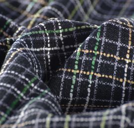 Látka na kostým imitující ručně tkané metráže černozelená