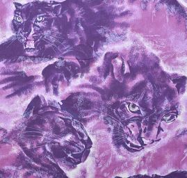 Látka flanel motív tiger / srsť fialová