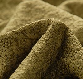 Pletenina s plastickým vzorem káro olivová