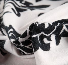 Bavlněná látka flanel tisk černobílá