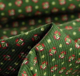 Bavlněná látka drobný vzor ornamentu zelená II.jakost