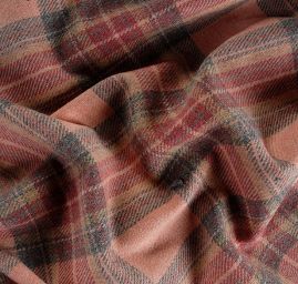 Vlněná kostýmová látka káro starorůžová